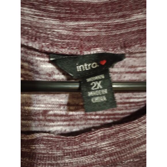 Intro Long Sleeve Zipper Cold Shoulder Top Blouse Size 2X Purple & White 29"L - Picture 3 of 3